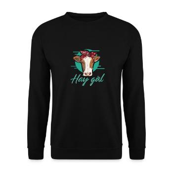 Country Farmer I Cow Lovers I Heifer I Cattle Cow - Unisex Pullover - Schwarz - Vorne - Alina (178cm) & Michal (187cm)
