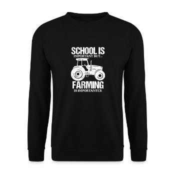 Schule Ist Wichtig, Aber Die Landwirtschaft Ist - Unisex Pullover - Schwarz - Vorne - Alina (178cm) & Michal (187cm)