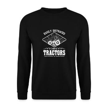 Leicht Ablenkbar Durch Traktoren Landwirt - Unisex Pullover - Schwarz - Vorne - Alina (178cm) & Michal (187cm)