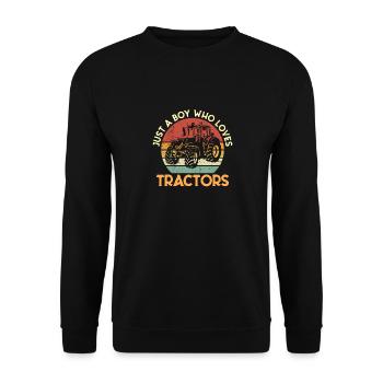 Nur Ein Junge, Der Traktoren Liebt - Unisex Pullover - Schwarz - Vorne - Alina (178cm) & Michal (187cm)