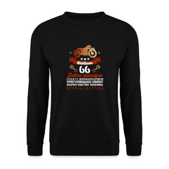 Die Legende feiert Geburtstag und wird 66! - Unisex Pullover - Schwarz - Vorne - Alina (178cm) & Michal (187cm)