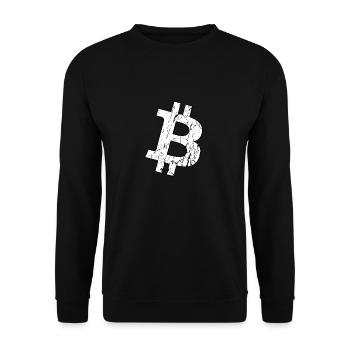Bitcoin BTC logo white grunge effect - Unisex Sweatshirt - black - Front - Alina (178cm) & Michal (187cm)