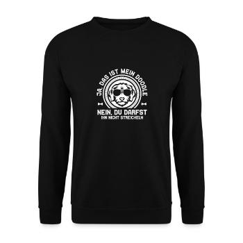 Bitte nicht streicheln - DOODLE - Unisex Pullover - Schwarz - Vorne - Alina (178cm) & Michal (187cm)