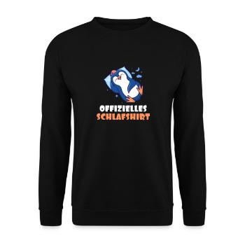 Pinguin Offizielles Schlafshirt Schlafanzug - Unisex Pullover - Schwarz - Vorne - Alina (178cm) & Michal (187cm)