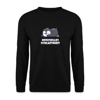 Pinguin Offizielles Schlafshirt Schlafanzug - Unisex Pullover - Schwarz - Vorne - Alina (178cm) & Michal (187cm)