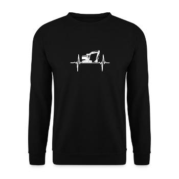 Bagger Herzschlag Baggerfahrer EKG Baustelle - Unisex Pullover - Schwarz - Vorne - Alina (178cm) & Michal (187cm)