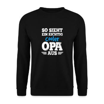 So sieht ein richtig cooler Opa aus - Geschenk Opa - Unisex Pullover - Schwarz - Vorne - Alina (178cm) & Michal (187cm)