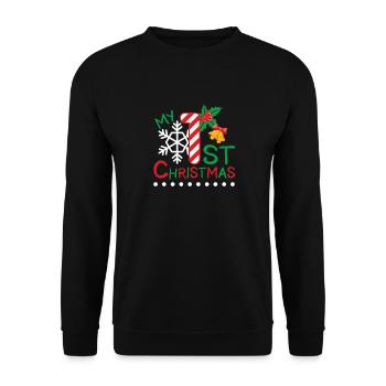 MY 1ST CHRISTMAS - Unisex Pullover - Schwarz - Vorne - Alina (178cm) & Michal (187cm)