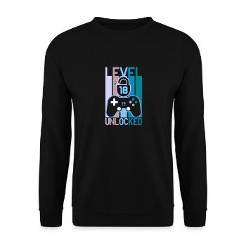 18th Birthday Level 18 of legal age Gift - Unisex Sweatshirt - black - Front - Alina (178cm) & Michal (187cm)