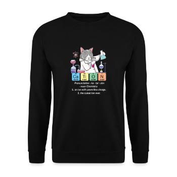 Drôle de chimie inorganique Cat Art Gift - Sweat-shirt Unisexe - noir - Devant - Alina (178cm) & Michal (187cm)