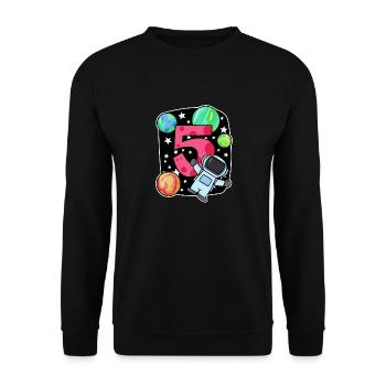 5 anniversaire garçon - 5 ans - J’ai 5 ans - Sweat-shirt Unisexe - noir - Devant - Alina (178cm) & Michal (187cm)
