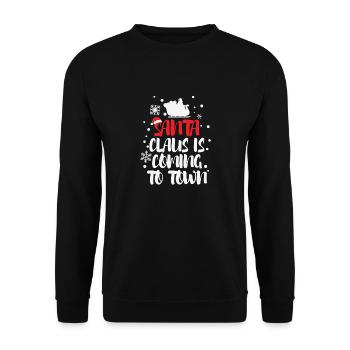 SANTA CLAUS IS COMING TO TOWN - Unisex Pullover - Schwarz - Vorne - Alina (178cm) & Michal (187cm)