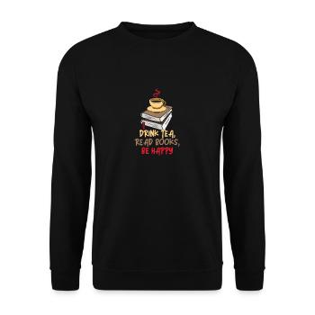 Boire du thé Lire des livres Être heureux - Sweat-shirt Unisexe - noir - Devant - Alina (178cm) & Michal (187cm)