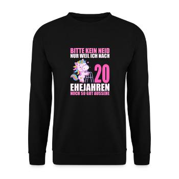 20 Jahre verheiratet lustig 20. Hochzeitstag - Unisex Pullover - Schwarz - Vorne - Alina (178cm) & Michal (187cm)
