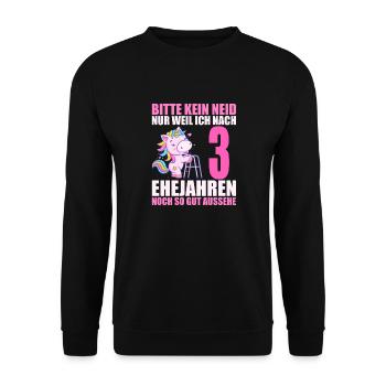 3 Jahre verheiratet lustig 3. Hochzeitstag - Unisex Pullover - Schwarz - Vorne - Alina (178cm) & Michal (187cm)