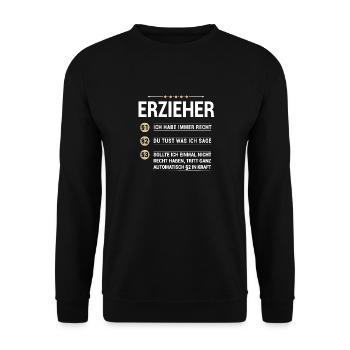 Erzieher Beruf meine eigenen Paragraphen - Unisex Pullover - Schwarz - Vorne - Alina (178cm) & Michal (187cm)