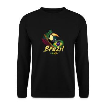 Brazil vintage toucan with flag and samba mask - Unisex Sweatshirt - black - Front - Alina (178cm) & Michal (187cm)
