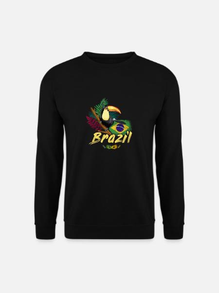 Brasilien Vintage Tukan mit Flagge und Samba Maske - Unisex Pullover - Schwarz