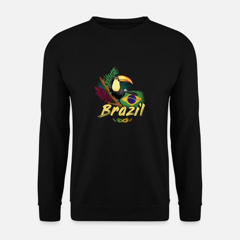 Brasilien Vintage Tukan mit Flagge und Samba Maske - Unisex Pullover - Schwarz