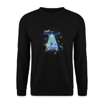Chats UFO Funny Kitties Alien Flying Saucer Humour - Sweat-shirt Unisexe - noir - Devant - Alina (178cm) & Michal (187cm)