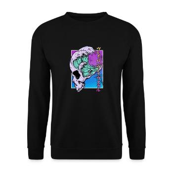 Kaganawa Great Wave Pastel Goth Skull Vaporwave - Unisex Sweatshirt - black - Front - Alina (178cm) & Michal (187cm)