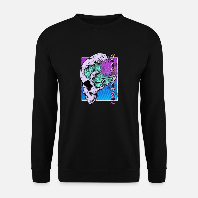 Kaganawa Great Wave Pastel Goth Skull Vaporwave - Unisex Sweatshirt - black