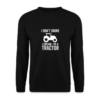 Ich schnarche nicht, ich träume, dass ich ein Traktor bin - Unisex Pullover - Schwarz - Vorne - Alina (178cm) & Michal (187cm)