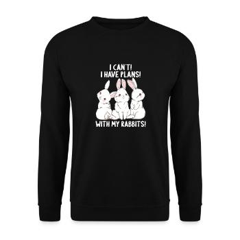 Rabbit i cant i have plans with my rabbits - Unisex Sweatshirt - black - Front - Alina (178cm) & Michal (187cm)