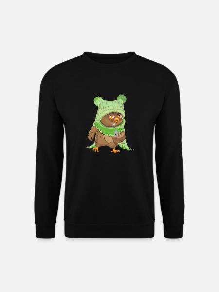 Eule, Schnupfen, Krank Nachthemd, Schlafanzug, Owl - Unisex Pullover - Schwarz
