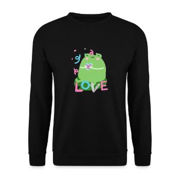 Sweet frog with trans pride flag colors - Unisex Sweatshirt - black - Front - Alina (178cm) & Michal (187cm)
