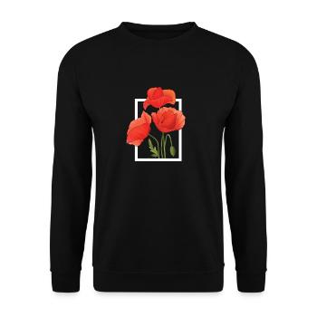 Poppy Poppies Aquarelle peinte à la main - Sweat-shirt Unisexe - noir - Devant - Alina (178cm) & Michal (187cm)