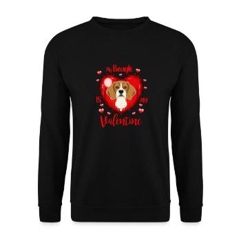 My Beagle Is My Valentine I Beagle - Unisex Pullover - Schwarz - Vorne - Alina (178cm) & Michal (187cm)