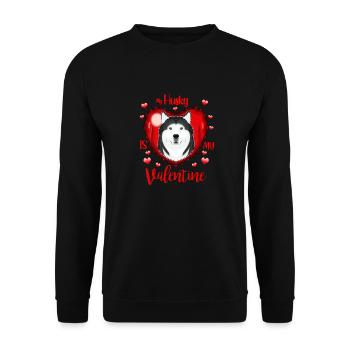 My Husky Is My Valentine I Husky - Unisex Pullover - Schwarz - Vorne - Alina (178cm) & Michal (187cm)