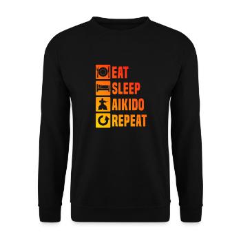 Eat Sleep Aikido Repeat Aikido Fighter Men Young - Unisex Sweatshirt - black - Front - Alina (178cm) & Michal (187cm)