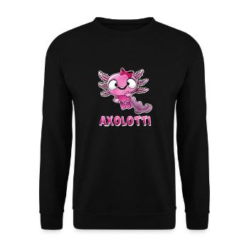 Axolotti Axolotl Mädchen - Unisex Pullover - Schwarz - Vorne - Alina (178cm) & Michal (187cm)