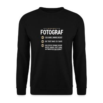 Fotograf Beruf meine eigenen Paragraphen - Unisex Pullover - Schwarz - Vorne - Alina (178cm) & Michal (187cm)