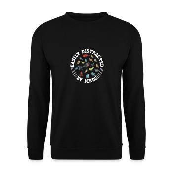 Easily Distracted by Birds | Birdwatching - Unisex Pullover - Schwarz - Vorne - Alina (178cm) & Michal (187cm)