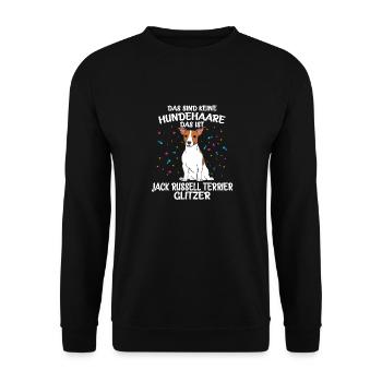 JACK RUSSELL TERRIER Glitzer - Unisex Pullover - Schwarz - Vorne - Alina (178cm) & Michal (187cm)