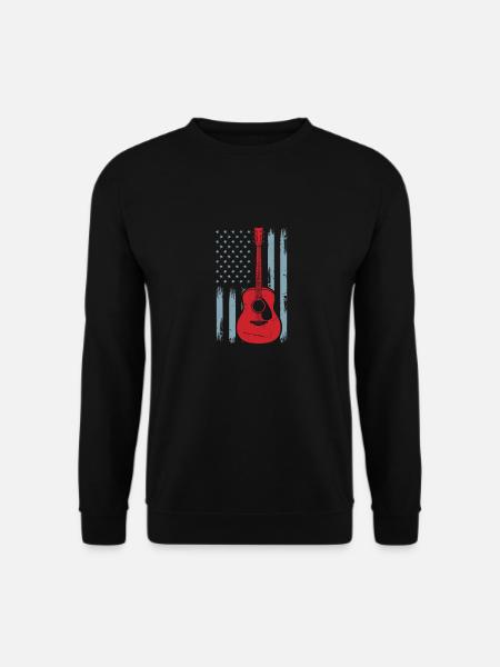 USA Flag Guitar | Guitar - Unisex Pullover - Schwarz