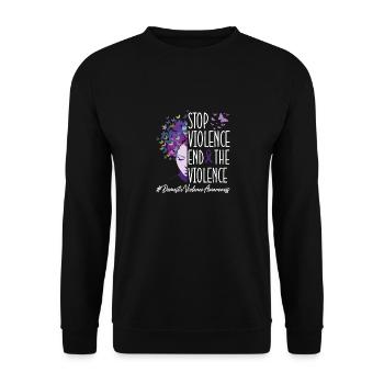 Stop The Violence En | Domestic Violence Awareness - Unisex Sweatshirt - black - Front - Alina (178cm) & Michal (187cm)