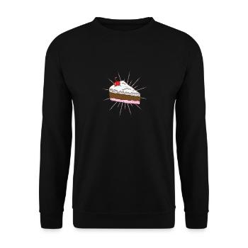 Stück Torte mit Kirsche Kuchen Konditorei - Unisex Pullover - Schwarz - Vorne - Alina (178cm) & Michal (187cm)