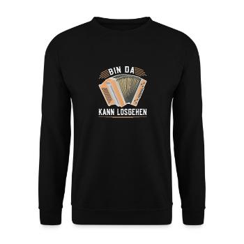 Bin Da Kann Losgehen Steirische Harmonika Quetschn - Unisex Pullover - Schwarz - Vorne - Alina (178cm) & Michal (187cm)