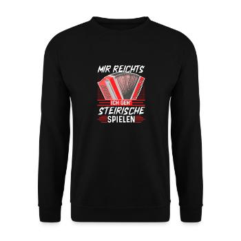 Mir Reichts ich geh, Steirische Harmonika Quetschn - Unisex Pullover - Schwarz - Vorne - Alina (178cm) & Michal (187cm)