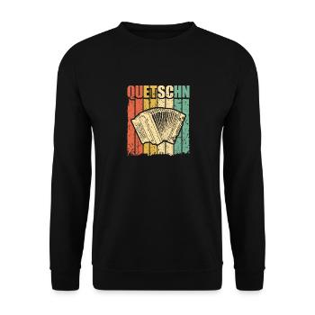 Retro Quetschn, Vintage Steirische Harmonika - Unisex Pullover - Schwarz - Vorne - Alina (178cm) & Michal (187cm)