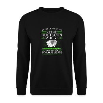 Es Ist OK, Steirische Harmonika Quetschn - Unisex Pullover - Schwarz - Vorne - Alina (178cm) & Michal (187cm)
