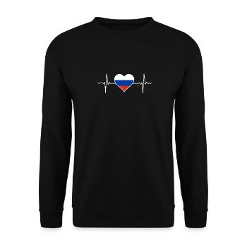 Russie Heartbeat Flag Vintage Russie - Sweat-shirt Unisexe - noir - Devant - Alina (178cm) & Michal (187cm)