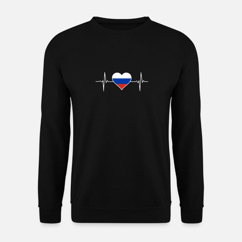Russland Herzschlag Flagge Vintage Russland - Unisex Pullover - Schwarz