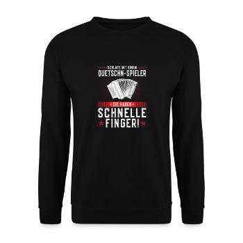 Schlafe Mit Einem Quetschn Spieler, Steirische - Unisex Pullover - Schwarz - Vorne - Alina (178cm) & Michal (187cm)