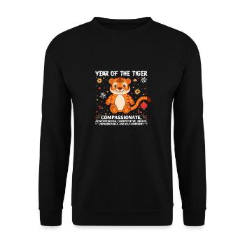2022 L’année du tigre Chine Horoscope Bonheur Argent - Sweat-shirt Unisexe - noir - Devant - Alina (178cm) & Michal (187cm)