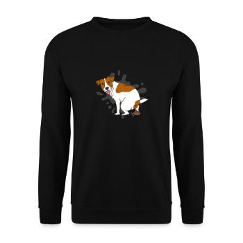 JACK RUSSELL TERRIER kackt Kackhaufen - Unisex Pullover - Schwarz - Vorne - Alina (178cm) & Michal (187cm)